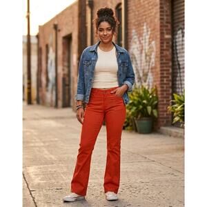 New Dickies Girl Stretch Pants Size 13 Orange Workwear Retro NWT